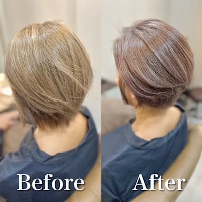 白髪ぼかし(ピンクグレージュ)白髪キレイにマイナス10歳