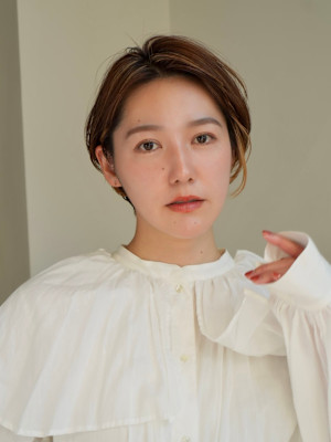 ショート・ボブ/丸顔/前髪あり/絶壁解消/40代/50代/