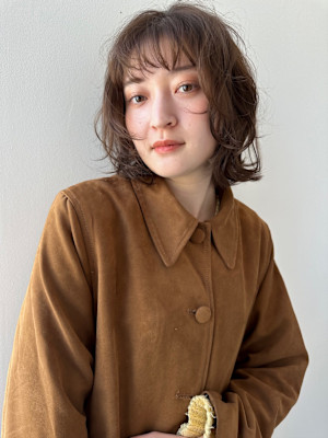 レイヤースタイル/ミディアム/顔周りデザイン/前髪あり