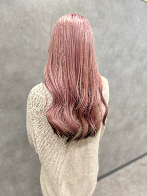 ピンク×裾カラー