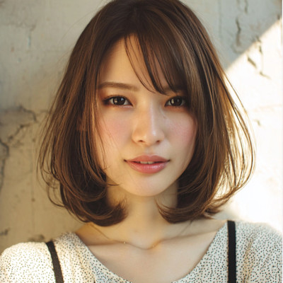 ブラウンヘア/ミディアムヘア/小顔/髪質改善/似合わせカット