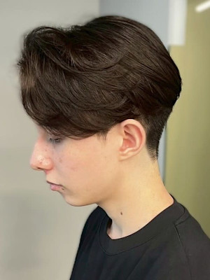 オリーブベージュ 外国人風カラー 韓国ヘア アップバング