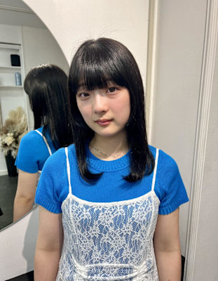 艶カラー/就活カラー/ブルーブラック/姫カット