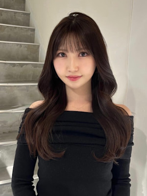 レイヤーカット前髪顔周りカットブリーチなしヘーゼルブラウン