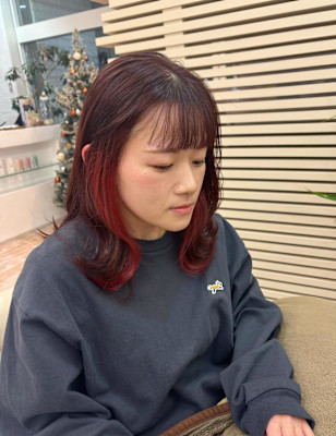 大人かわいい/イヤリングカラー/レッドオレンジ