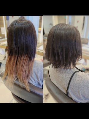 ロング→レイヤーボブのビフォーアフター