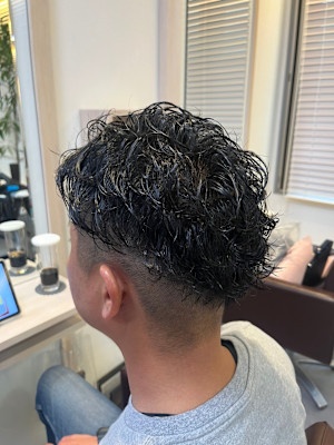 スパイラルパーマ×オールバック×フェード【川越/川越駅】