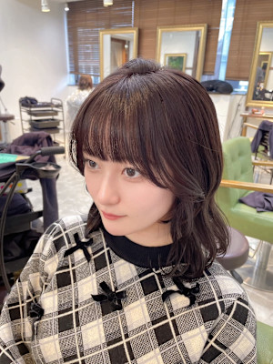 髪質改善/透明感カラー/顔まわりレイヤー/カット/韓国/前髪