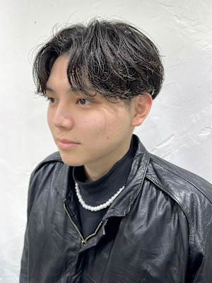 センターパートパーマ