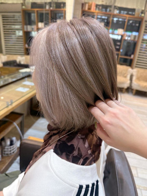 渋谷/ホワイトグレージュ/ボブ/デジタルパーマ/ミニウルフ