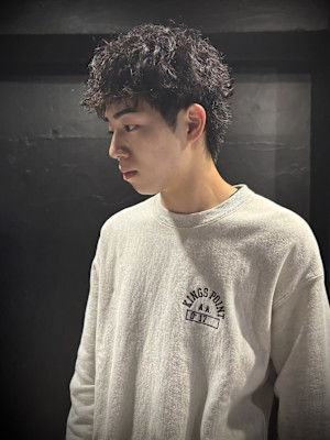 【ダウンバングスパイキーショート】短髪/ピンパーマ/men'