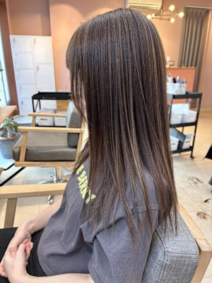 白髪ぼかし/ナチュラルハイライト/ベージュ/細めハイライト