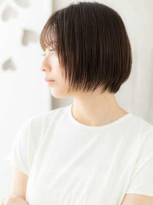 シースルーバング小顔補正カットレイヤーショート20代30代