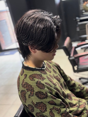 センターパート×ニュアンスパーマ×フェザーパーマ×men's