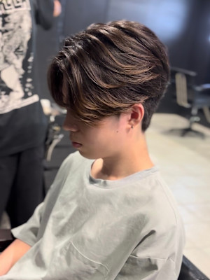 センターパート×ニュアンスパーマ×フェザーパーマ×men'