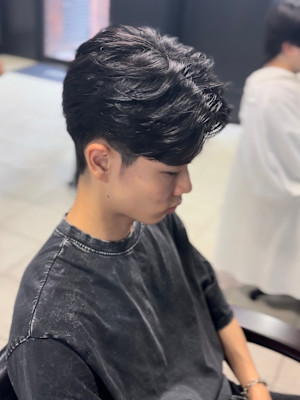 センターパート×ニュアンスパーマ×フェザーパーマ×men's