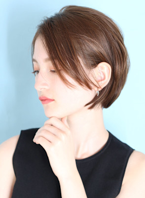 ショート・ボブ/丸顔/前髪なし/絶壁解消/40代/50代