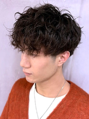 ツーブロック マッシュ ブラウン スパイラルパーマ 【札幌】