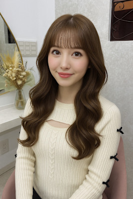 黒髪カタログ/オリーブグレー/小顔ヘア/ココアベージュ