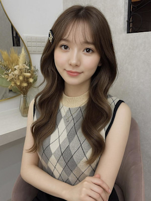 黒髪カタログ/オリーブグレー/小顔ヘア/ココアベージュ