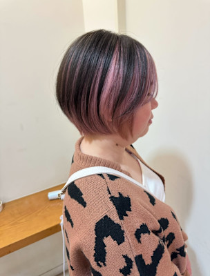 【増田】ピンクアンブレラカラー×ショートボブ
