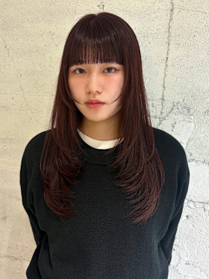 【YOKE】ボルドーワインレッドブリーチなしレイヤーロング