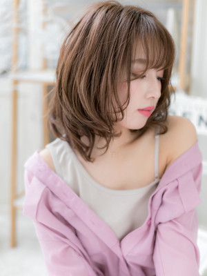 シースルーバングレイヤーカットロングウルフ　ウルフボブ