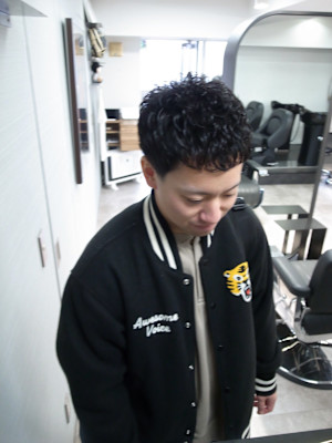 バーバーテーパーフェードアイロンパーマ/渋谷