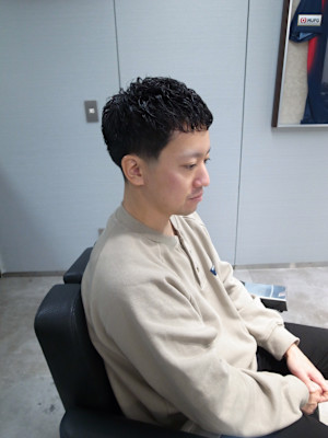 バーバーテーパーフェードアイロンパーマ/渋谷