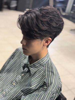 センターパート×ニュアンスパーマ×フェザーパーマ×men's