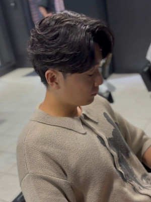 センターパート×ニュアンスパーマ×フェザーパーマ×men's