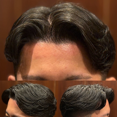 メンズ刈り上げ高め　ニュアンスセンターパート