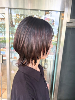 艶感ブラウン！レイヤーウルフボブ