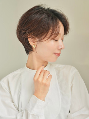 ショート・ボブ/丸顔/前髪あり/絶壁解消/40代/50代/