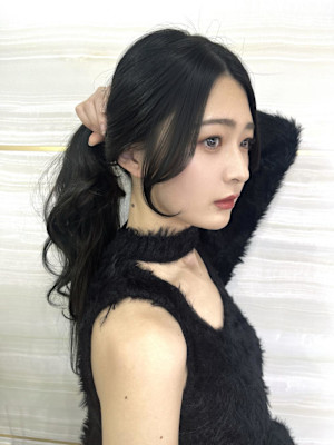 黒髪カタログ/オリーブグレー/小顔ヘア/ココアベージュ