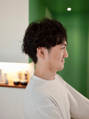 大人メンズパーマと２ブロック