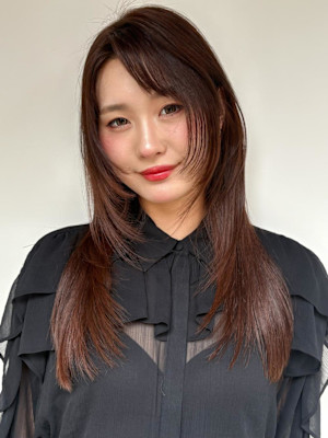 海外レイヤー　ハッシュカット　暖色ブラウン~*