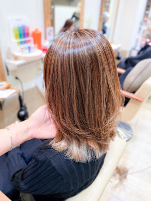 白髪ぼかし細めハイライト30代40代50代グレージュ 