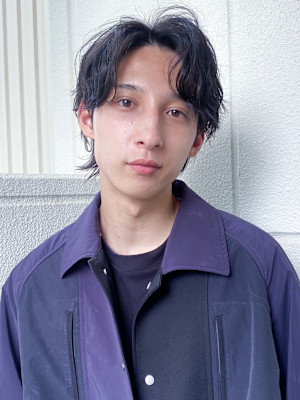 センターパート/メンズウルフカット