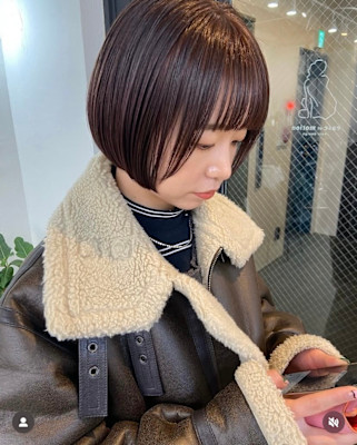 ボブ　ショート　マッシュ　オレンジ