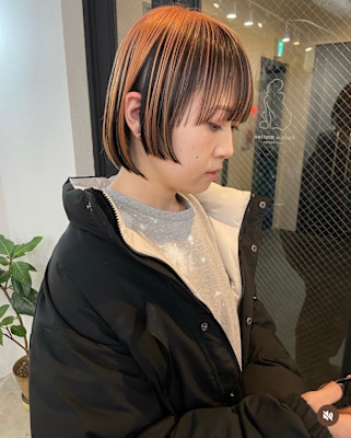 ボブ　ショート　マッシュ　オレンジ