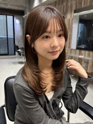 レイヤーカット/ハッシュカット/シャギー/マロンベージュ