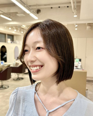 ボブ×ミニボブ×ミディアム×前髪×オリーブカラー×横浜