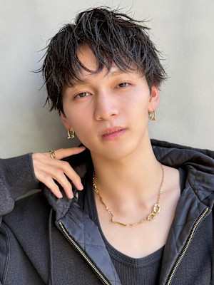 爽やかショート/コンマセンターパート/チョコレートブラウン