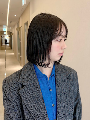 大人ボブ大人ショートボブ切りっぱなしボブ前髪あり前下がりボブ
