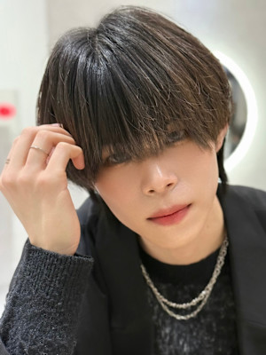 アッシュブラウン/マッシュウルフ【メンズサロンZi天神】