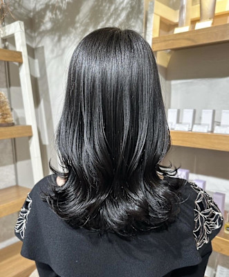 オーガニックカラー/ブルーブラック/艶カラー/髪質改善