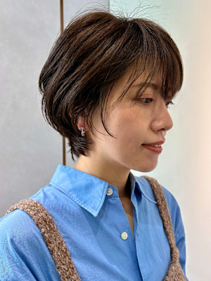 ショート・ボブ/丸顔/前髪あり/絶壁解消/40代/50代/
