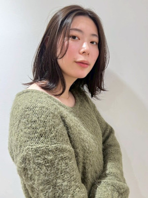 オリーブベージュブリーチなしカラー透明感カラーミディアム