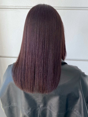 ラベンダーグレージュ セミロング 髪質改善カラー 艶髪